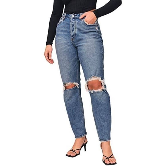 Abercrombie & Fitch Denim - Abercrombie Curve Love Ripped Dad Jeans